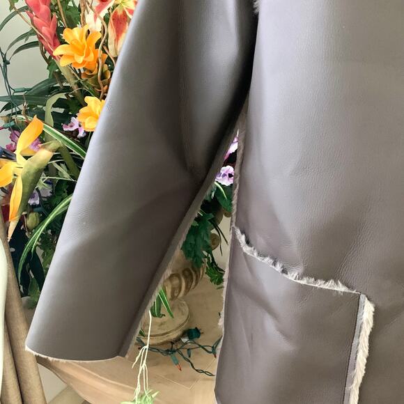 Anthropologie Kerry Reversible Faux Fur Coat in Brownish Grey - Picture 6 of 16